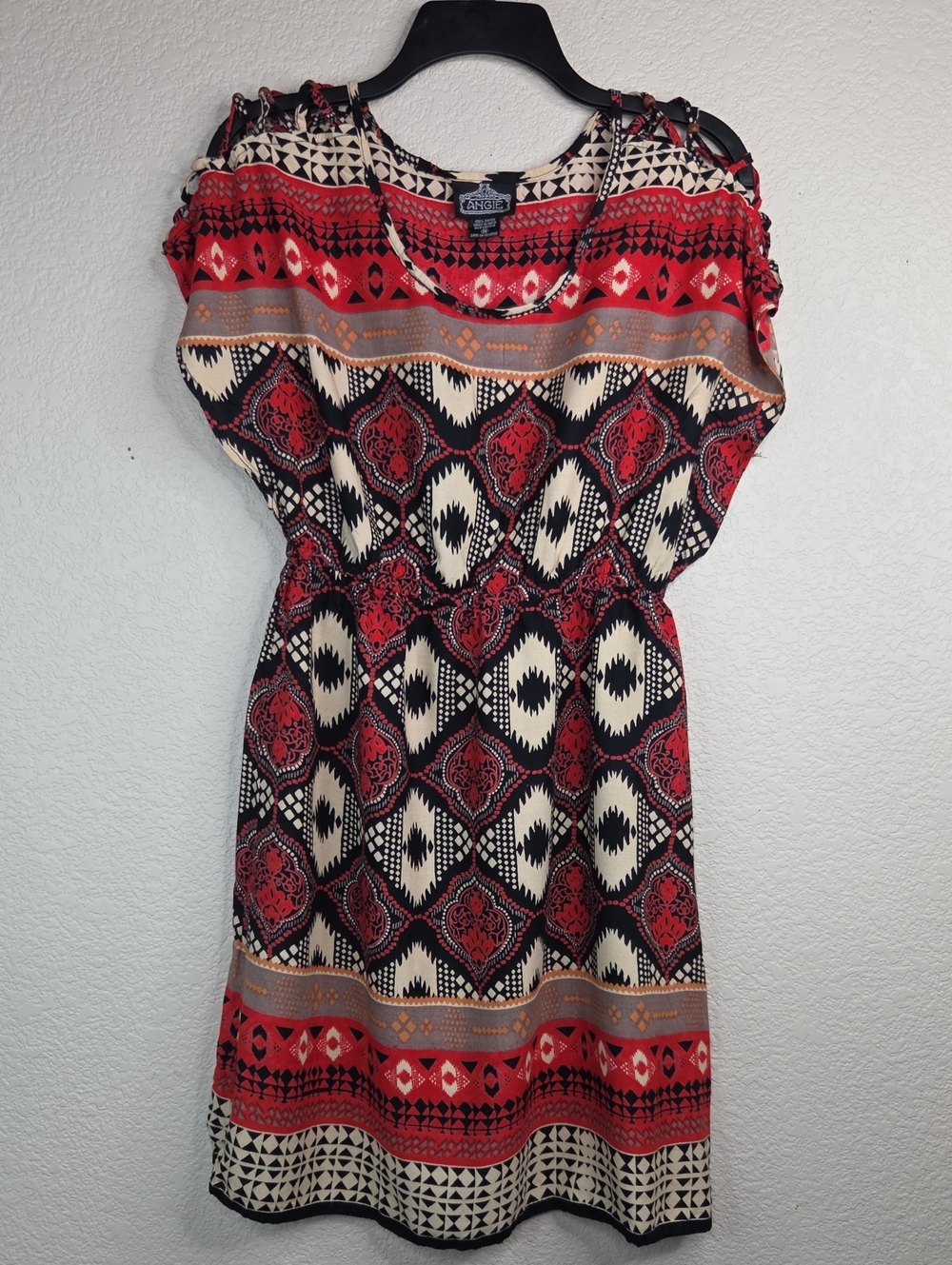 Charming Red Patterned Casual Dress